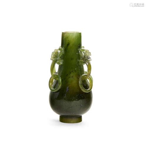 A spinach jade miniature vase  19th century