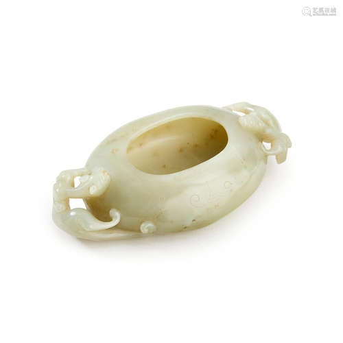 A carved jade water coupe   19th century