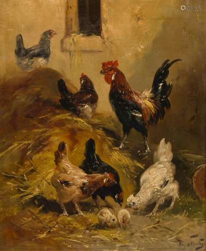 HENRY SCHOUTEN (C.1857 1927) Henhouse. Oil on canv…