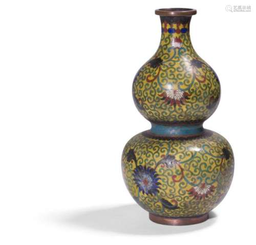 VASE IN BRONZE AND WALL ENAMELS China, 20th centur…