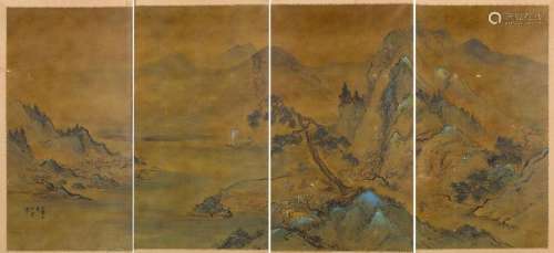 INK AND COLOUR PAINTINGS ON SILK Japan, early 20th…