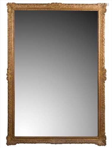 GOLDEN WOOD MIRROR with stylized foliage decoratio…