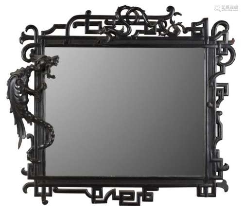 BLACK WOOD MIRROR with openwork decoration in the …