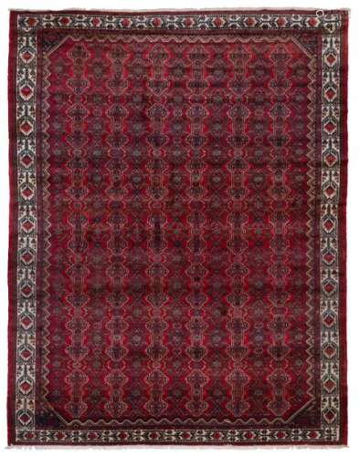 IRAN MALAYER RUG with geometric decoration on red …