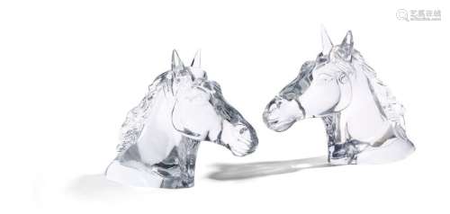 BACCARAT CRYSTAL MODEL GEORGEON Horse heads 2 scul…