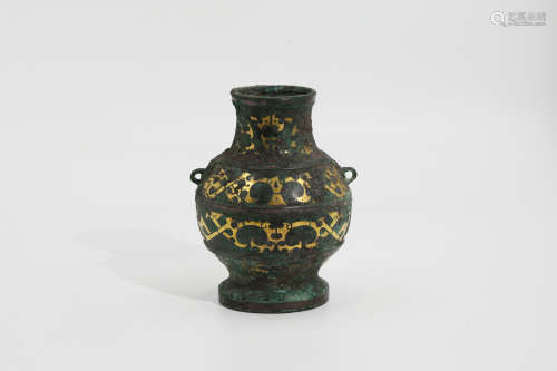 Chinese Exquisite Bronze Gold Painted Jar