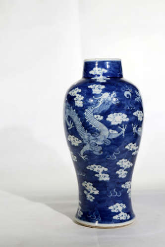 Chinese Qing Dynasty Kangxi Period Blue And White Porcelain Plum