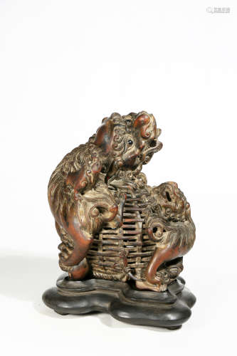 Chinese Agarwood Carving Lion