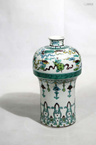 Chinese Qing Dynasty Yongzheng Period Doucai Porcelain Plum Bottle