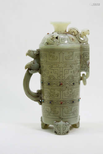 Chinese Exquisite Jade Carving Vessel