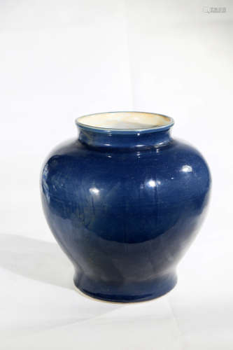 Chinese Late Ming Dynasty Blue Glaze Porcelain Jar