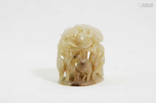 Chinese Exquisite Hollowed Jade Carving Furnace