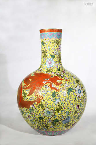 Chinese Qing Dynastygan Qianlong Period Famille Rose Porcelain Jar