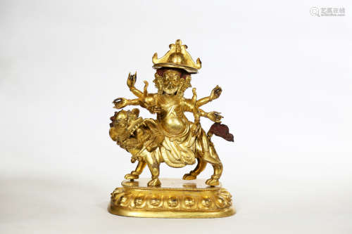 Chinese Exquisite Bronze Gold Gilded Statue Of Buddha