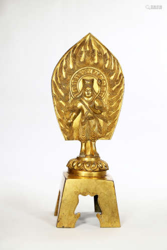 Chinese Exquisite Bronze Gold Gilded Buddha Statue