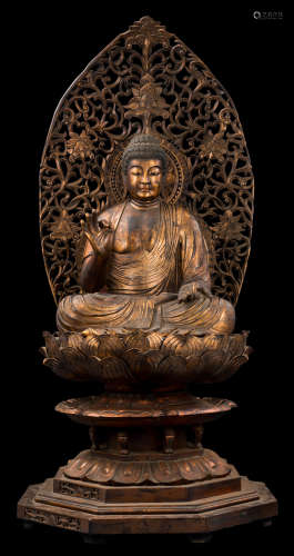 木漆金释迦牟尼佛坐像