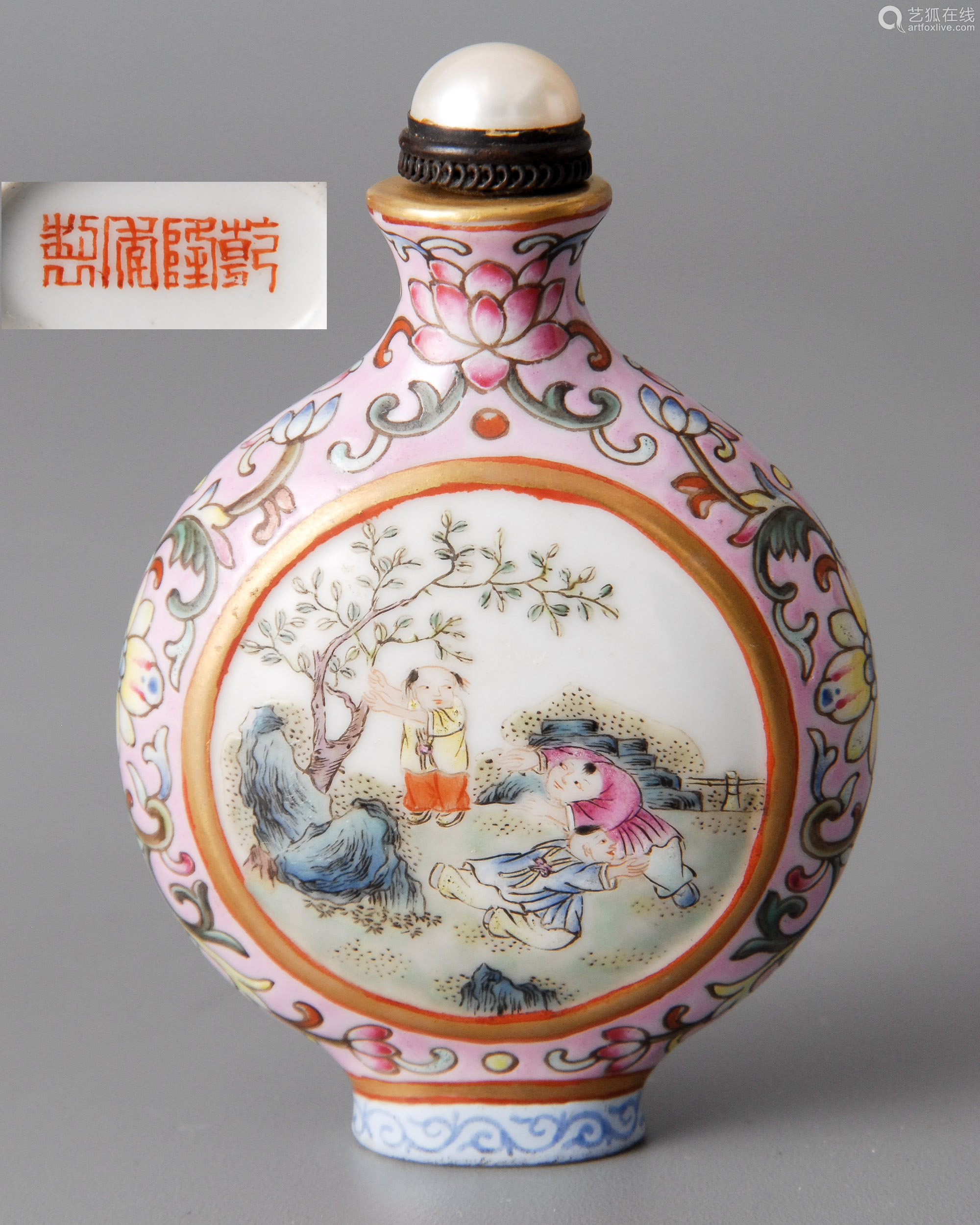 粉彩婴戏图鼻烟壶-【成交 价格 图片】