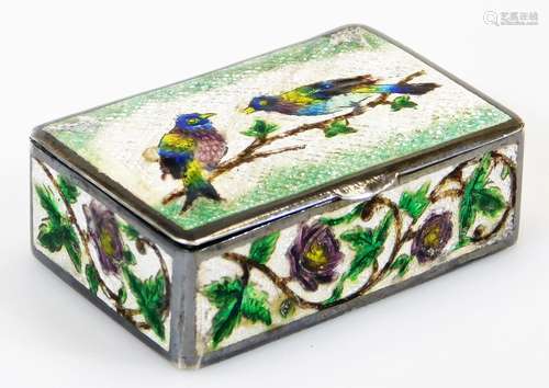 A mid 20thC enamel casket, of rectangular form, marked to Lady Hailey from the Oudh Ladies Club,