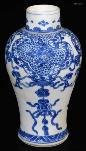 A Kangxi period blue and white baluster vase, with short neck from the 