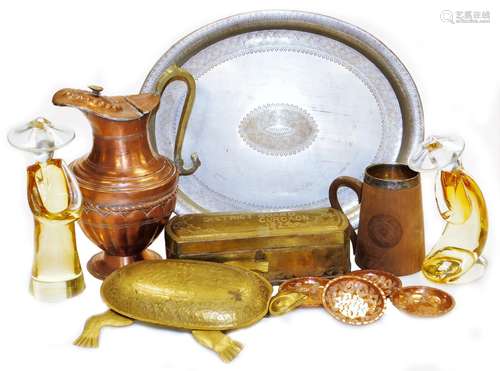 A gilt washed metal presentation casket, presented by The District Board Gurgaon 1924, probably to