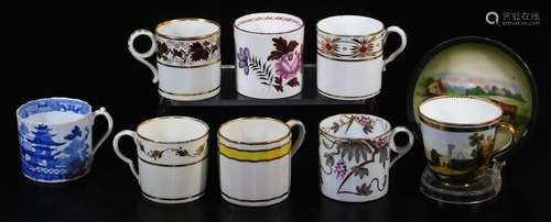 Various 18th and 19thC coffee cans, to include Spode, of cylindrical form with an upper floral