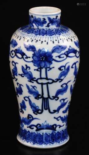 A Chinese blue and white porcelain baluster vase, decorated with four clawed dragons chasing the