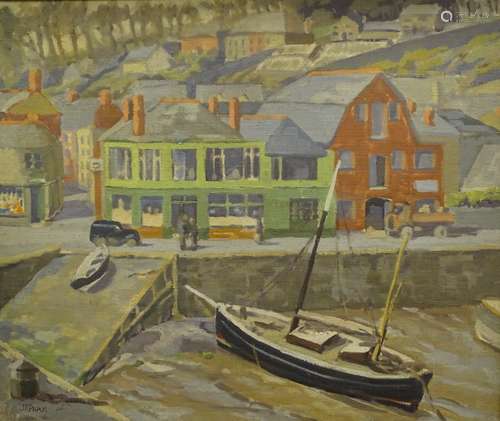 John Anthony Park (1880-1962). Cornish harbour scene, oil on canvas, signed and titled verso, 50cm x