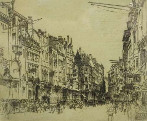 Frederick Charles Richards (1878-1932). Bond Street, artist signed and titled etching, 24cm x 27cm.