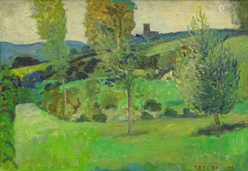 W.S. Taylor (1920-2010). South Hill Church, Cornwall, oil on canvas, signed, dated (19)95, titled ve