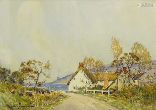 Charles Eyres Simmons (1872-1955). Coastal landscape with cottage, watercolour, signed, 24.5cm x 34c