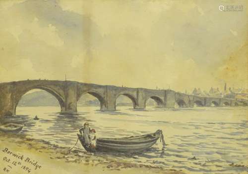 Rachel Mary Harriet Kinnear (1848-1925). Berwick Bridge, watercolour, initialled, titled and dated O