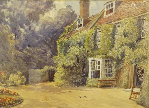 Rachel Mary Harriet Kinnear (1848-1925). The Vicarage at Burton, Lincs. watercolour, 25.5cm x 35cm,