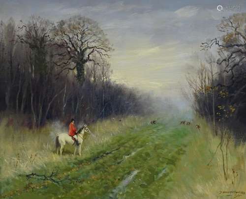 Denys James Watkins Pitchford (1905-1990). Huntsman and hounds in woodland, oil on canvas, signed an