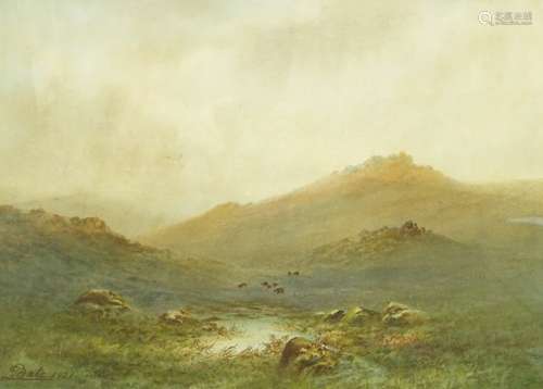 L. Bate (19thC/20thC). Moorland landscape, watercolour, signed and dated 1921, 37cm x 52cm.