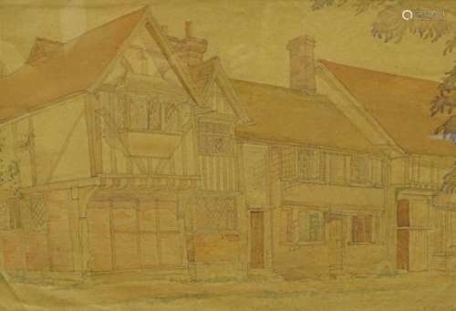 F. Roscoe (19thC/20thC). Timber framed cottage, watercolour, signed, 36cm x 55cm.