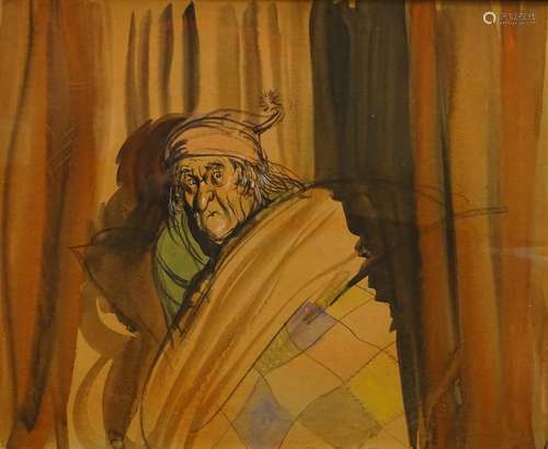 20thC British School. Scrooge, watercolour drawing, 50.5cm x 63cm.