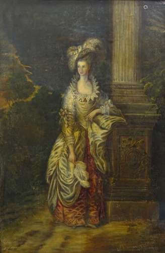 19thC School. Lady in costume, oil on canvas, 91cm x 60cm.