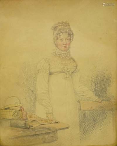 19thC School. Portrait of a maiden, drawing, 25cm x 20cm, and another. (2) Provenance: The Estate of