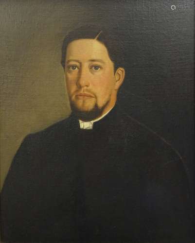 19thC School. Portrait, late vicar of Croft Church nr Skegness, oil on canvas laid on board, 66cm x