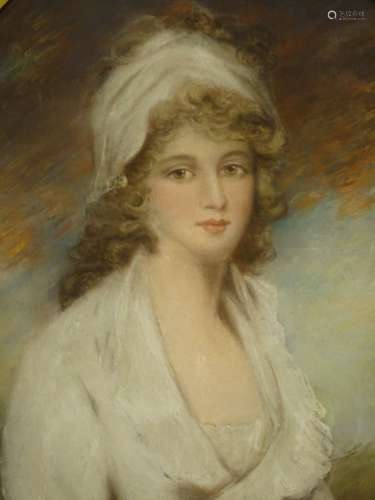 19thC British School. Half length portrait of a maiden, pastel, 76cm x 63cm.