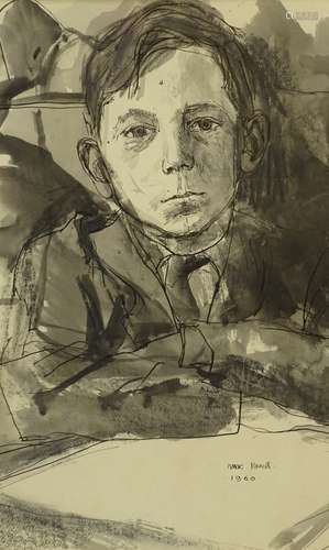 Peter Mackarell (b.1933). Pupil at Rock Ferry High School, watercolour drawing, signed, dated 1960,