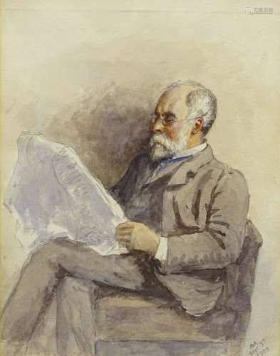 Rachel Mary Harriet Kinnear (1848-1925). Lord Monson, watercolour, initialled and dated 1908, 28.5cm