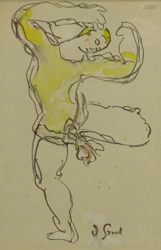 Duncan Grant (1885-1978). Study of a dancer, watercolour drawing, signed, 28.5cm x 19cm.