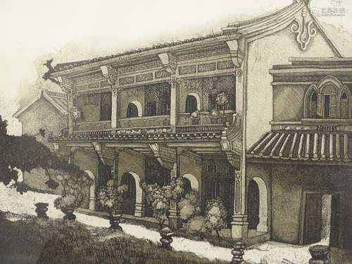 Ilse Noor (b.1941). Chinese Mansion - Penang, artist signed, titled, dated (19)86, etching 100/300,