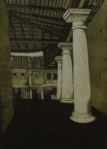 Ilse Noor (b.1941). Court Kuching Sarawak, artist signed, titled, dated (19)86, etching 126/300, 25c