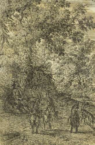 Claude Lorraine (1600-1682). Goats and Goatherd, etching, titled on mount, 19.5cm x 13cm.