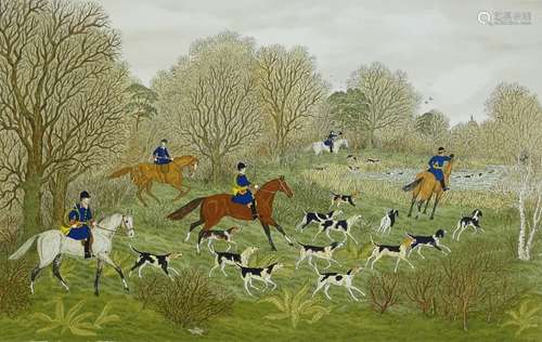 Vincent Haddelsey (1934-2010). The Hunt, artist signed and numbered coloured print, XV/XXXVI, 57cm x