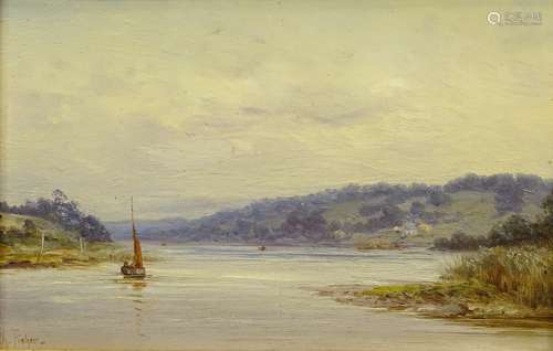 Charles Fisher (19thC/20thC). On the Thames above Saltash, oil on canvas, signed and titled verso, 1