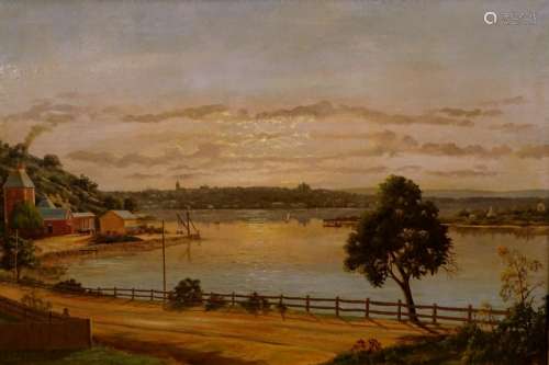 William Charles Piguenit (1836-1914). A summer morning Swan River (Perth), Western Australia, oil on