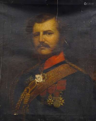 19thC British School. Head and shoulders portrait of a military gentleman, oil on canvas, 75cm x 62.